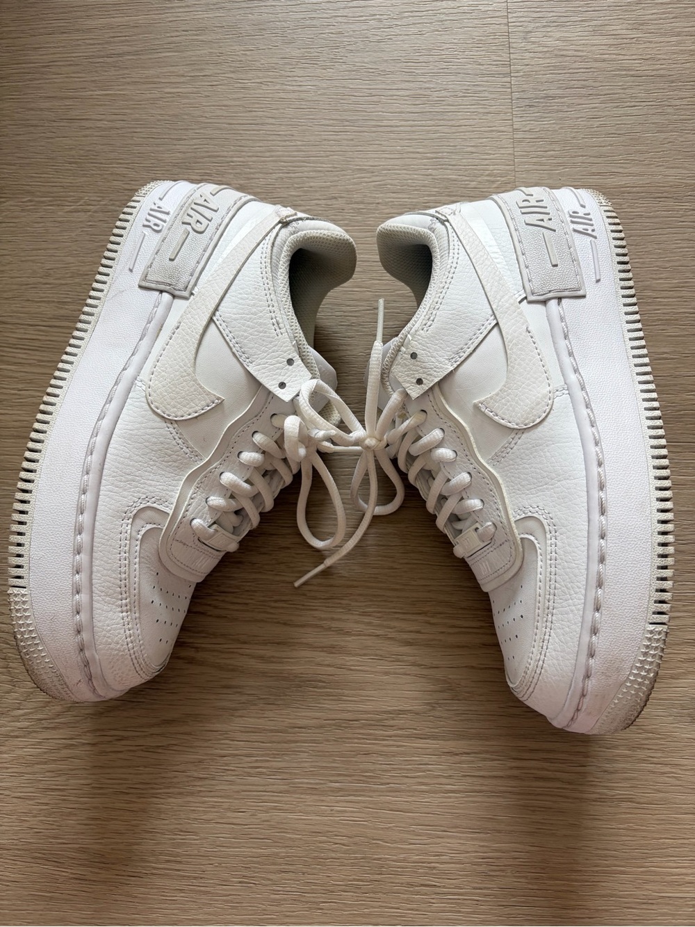 Nike Air Force 1 Low Shadow Triple White Sneakers Womens Size 6.5 - Picture 2 of 7